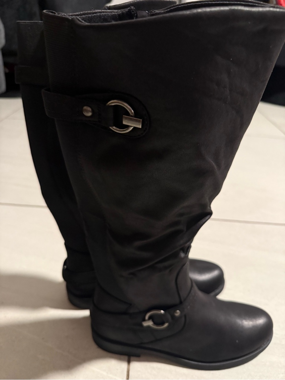 Nue by Shani Black Over-the-Knee Riding Boots with Buckle Detail